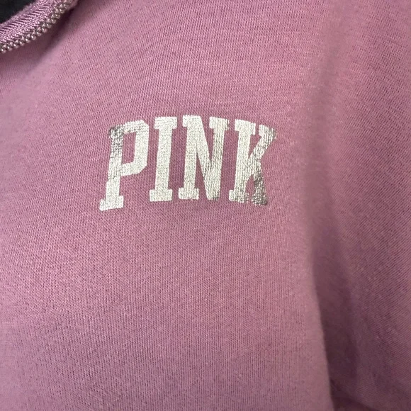 Victoria’s Secret PINK Half Zip Pullover Sweatshirt Graphic Mauve Womens - Picture 3 of 10